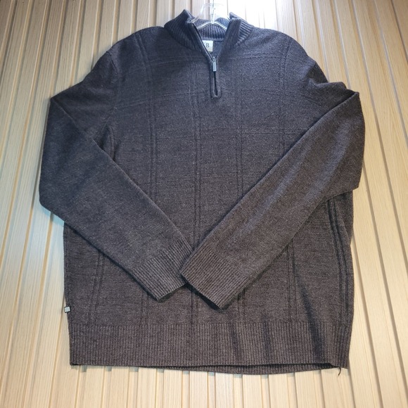 Geoffrey Beene Other - Geoffrey Beene Mens XL Brown Quarter Zip Sweater Acrylic G3G6057S Chocolate HT